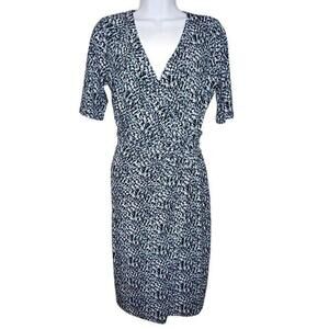 Ann Taylor Women's Blue/Black Mock Wrap Dress Sz S (1249)